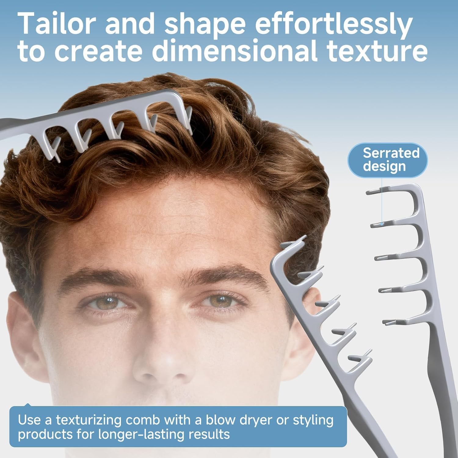 Peigne à texture homme - dents larges - pliable - volumisant et précis