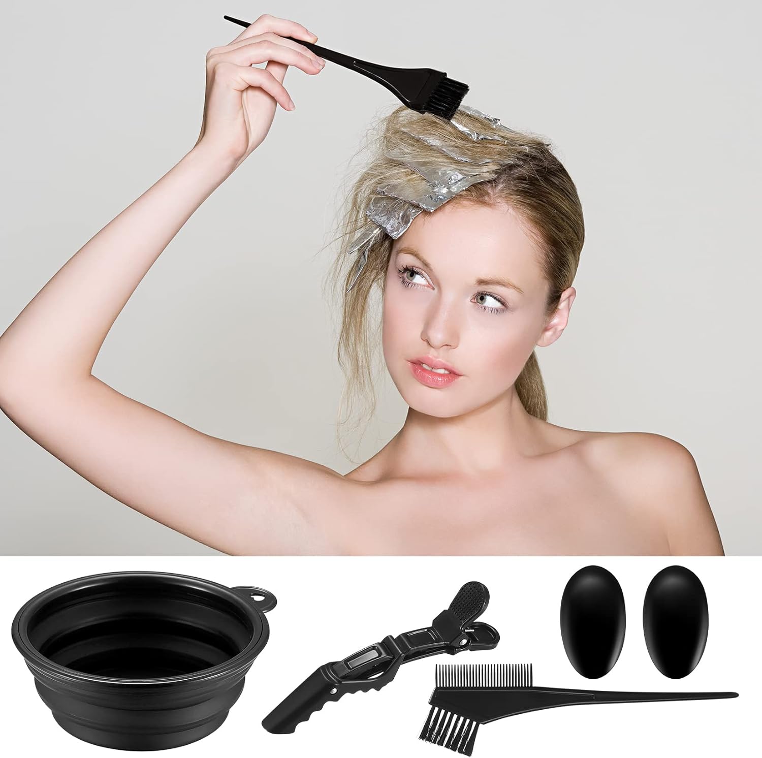 Ensemble de coloration cheveux - 18 pièces, accessoires, DIY salon