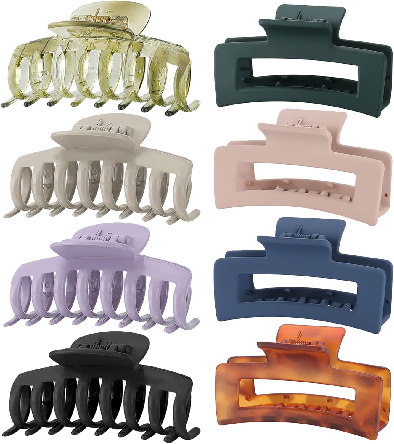 Lolalet - pince à cheveux double dents 8cm - lot 8 couleurs, épais/fins
