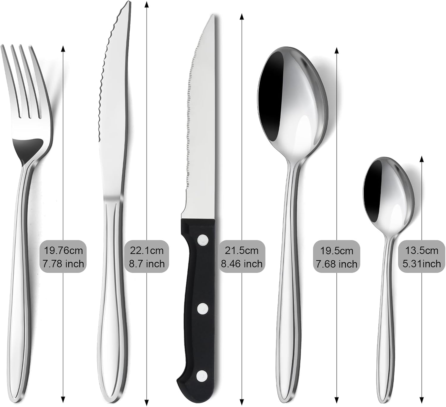 Hunnycook - Set de couverts 30 pièces - inox, couteaux steak, lavable