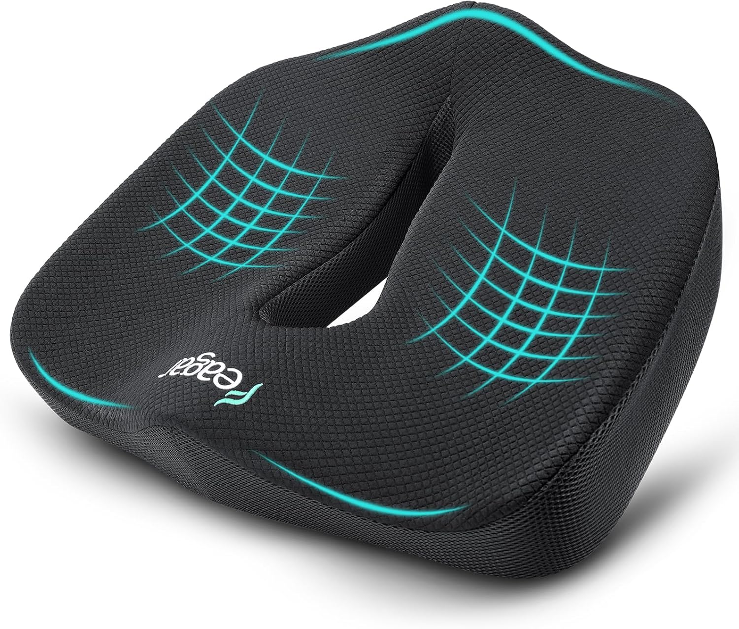 Feagar - Coussin Coccyx Série XXL - 51x46x12 cm - Mémoire de forme, ergonomique