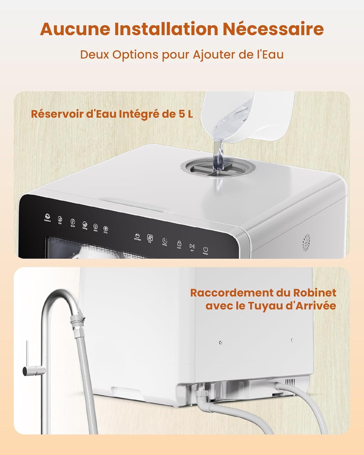 HAVA - lave-vaisselle compact série 2025 - efficace, 8 programmes, adoucisseur, verrou enfant, démarrage différé