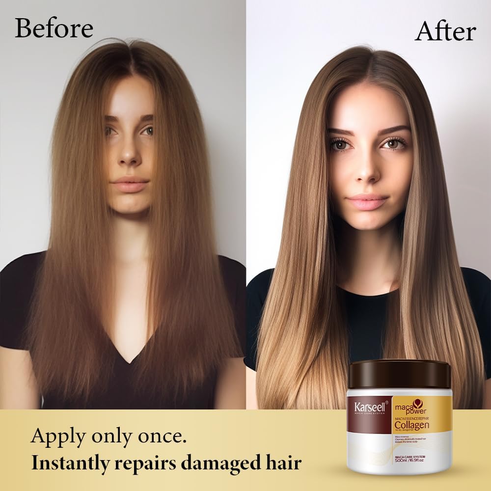 Karseell - Collagen Masque Cheveux 500ml - Argan, réparation intense