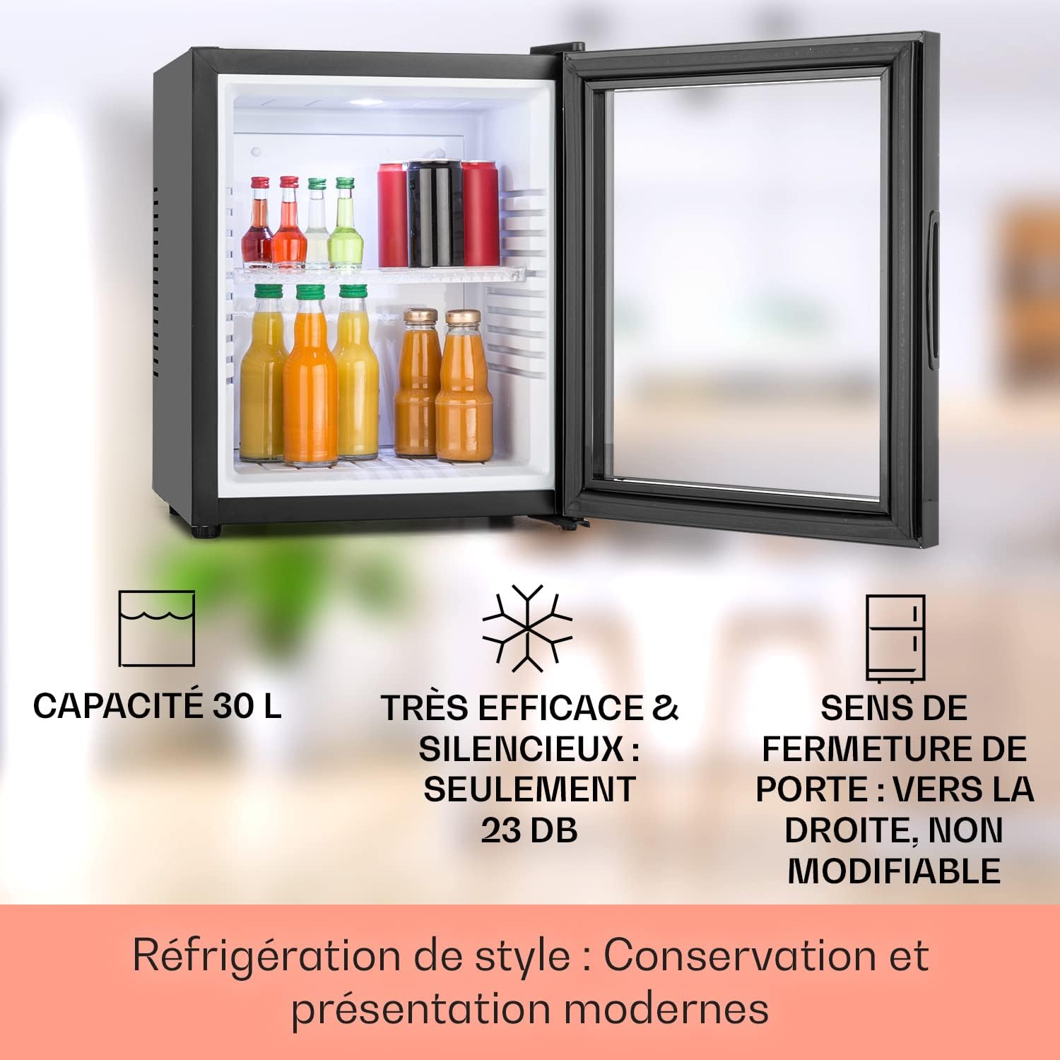 Klarstein - Frigo de chambre 32L - silencieux, étagères réglables, 12-18°C