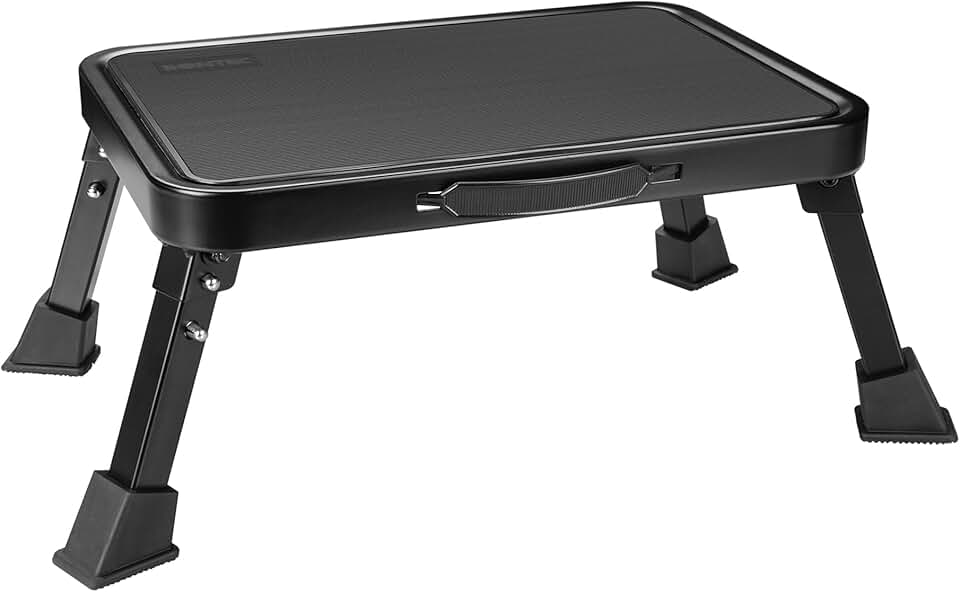 BONTEC - Marche pied pliable métal - 150kg, antidérapant, portable