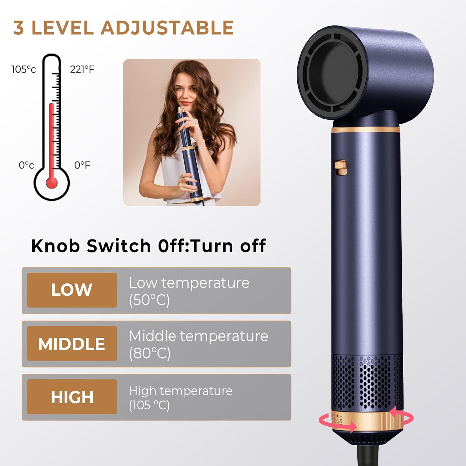 Hairstyler Air Styler 5 en 1, 1000W, ionique, brosse 30mm, réglable