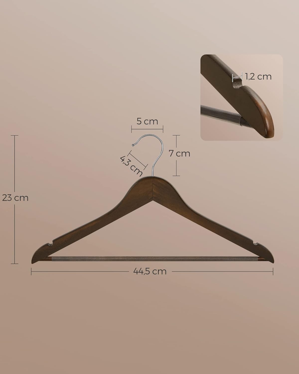 SONGMICS - cintres bois série 20 - barres et encoches antiglisse, crochet 360° - CRW02V20