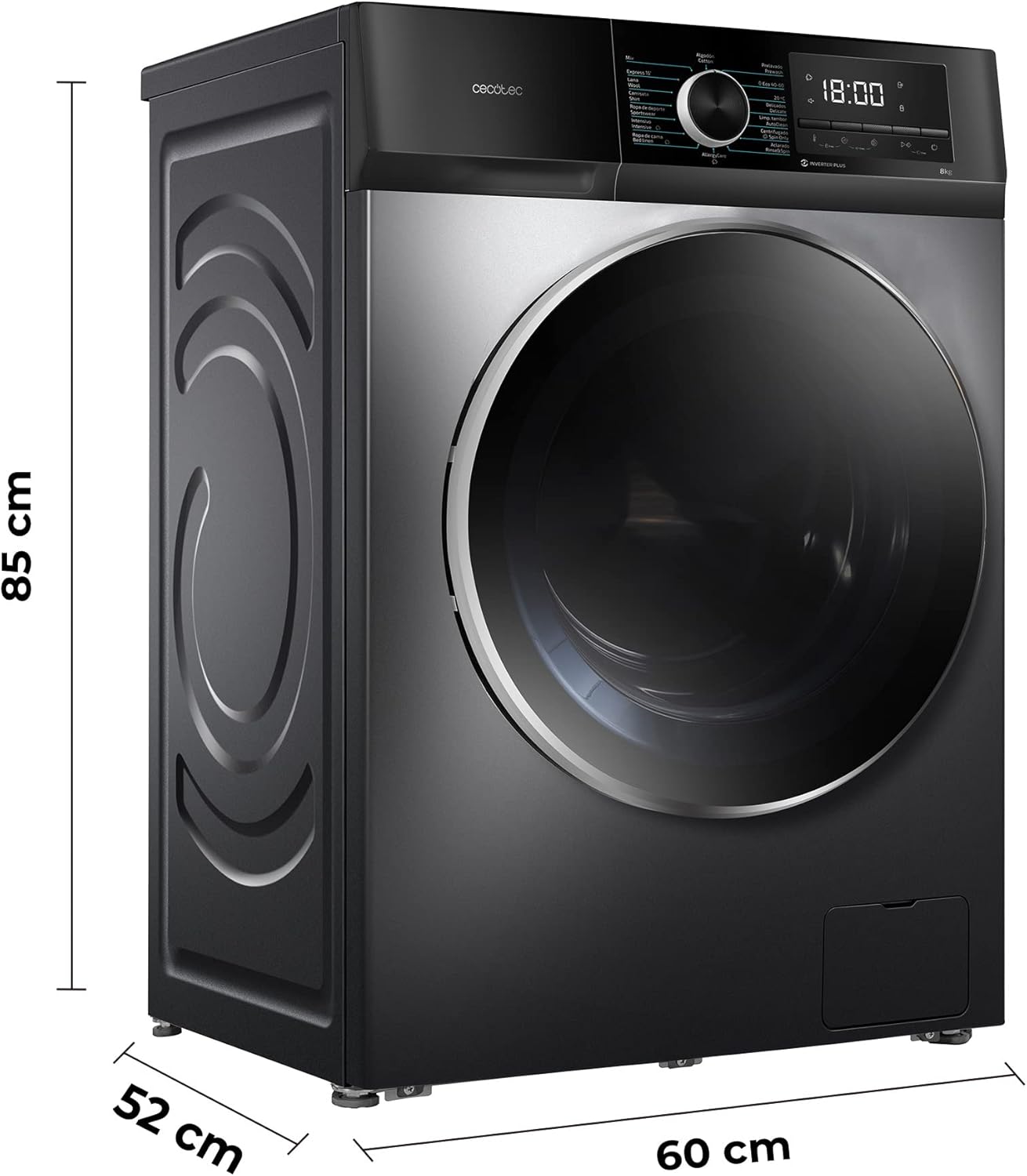 Cecotec - Bolero Dresscode 8500 - 8kg, 1400rpm, moteur Inverter, 16 programmes