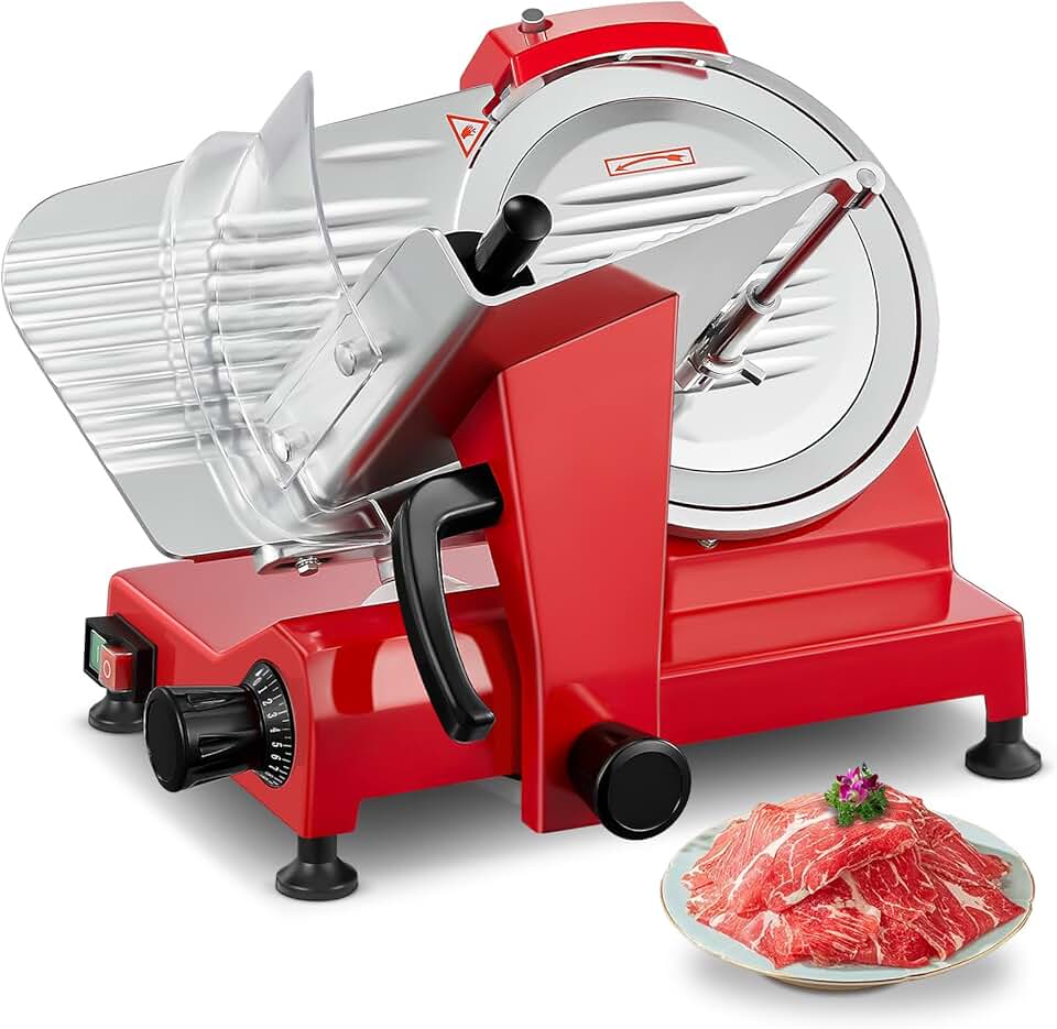 Trancheuse électrique - lame inox 25cm, 150W, épaisseur réglable, affûteur intégré