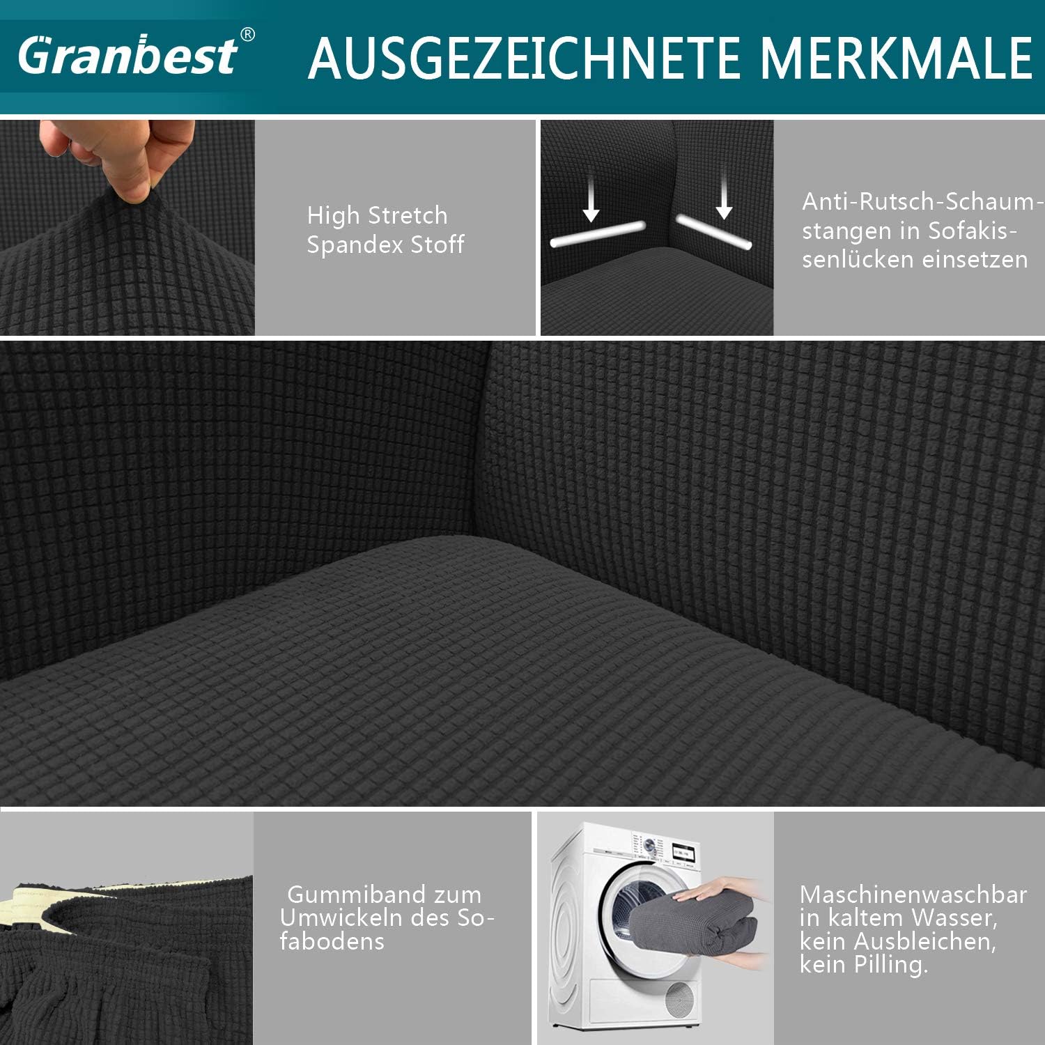 Granbest - housse canapé Jacquard 2 places - extensible, protection animaux