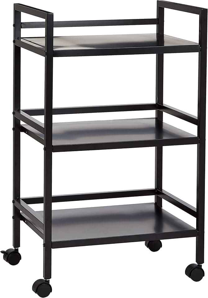melyano Basics - Chariot 3 niveaux métal noir - compact et robuste