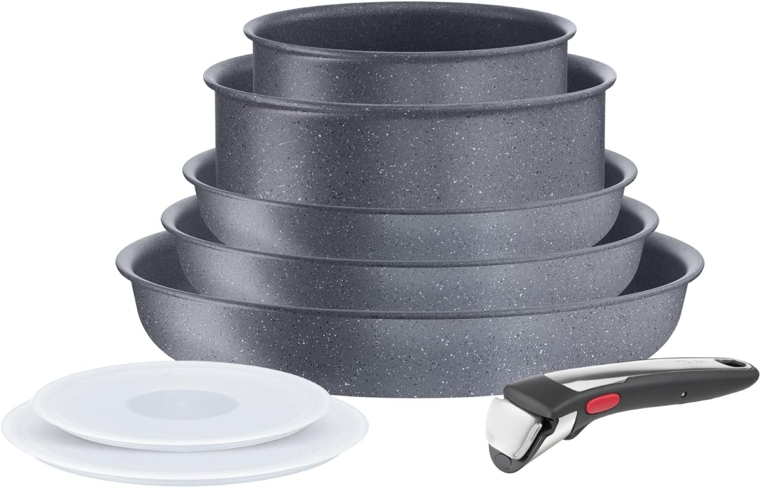 Tefal - Ingenio Natural On - batterie cuisine 8 pièces induction, revêtement antiadhésif, empilable, poignée amovible, l