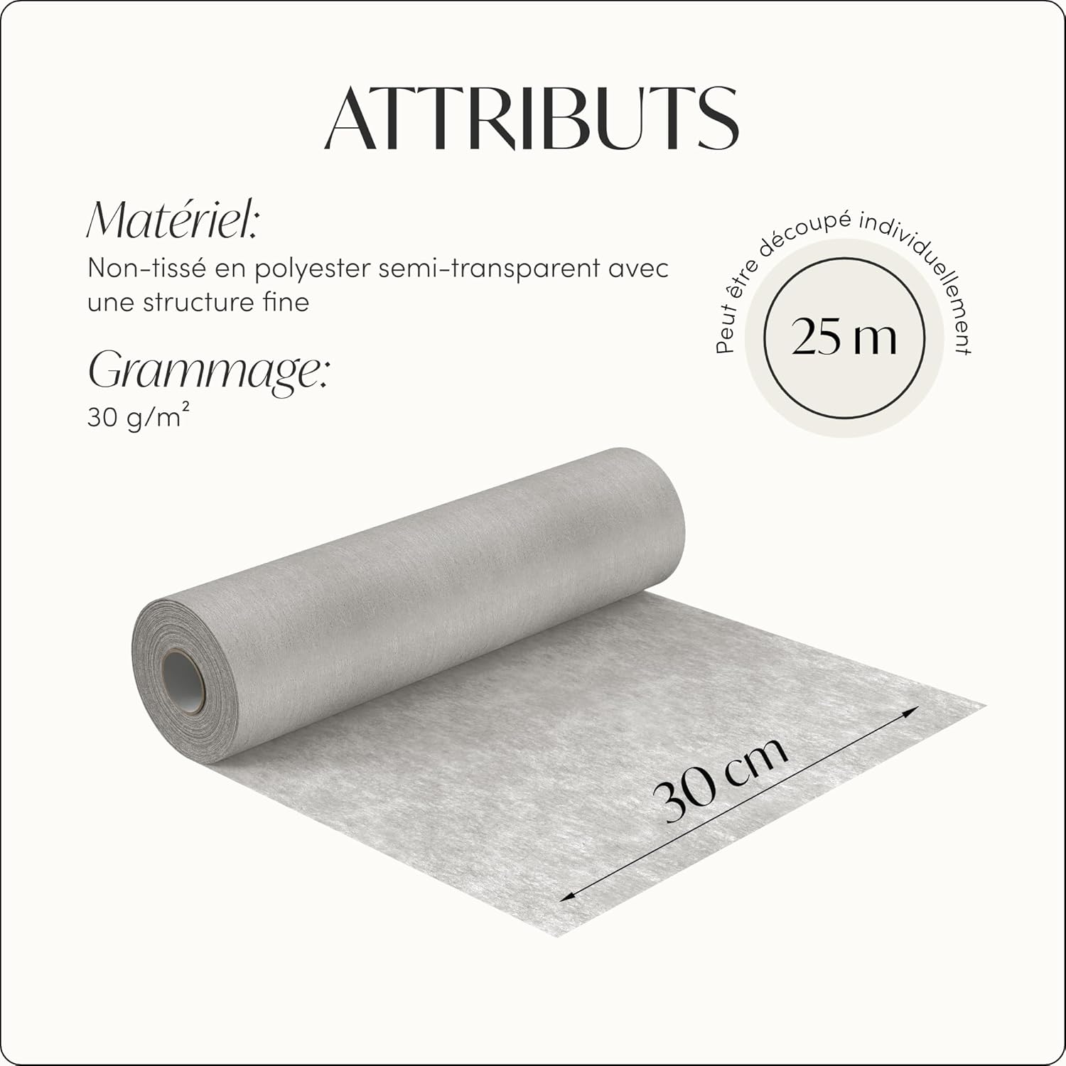 100%Mosel - Chemin de table non-tissé, gris 30x2500cm, décorations occasions