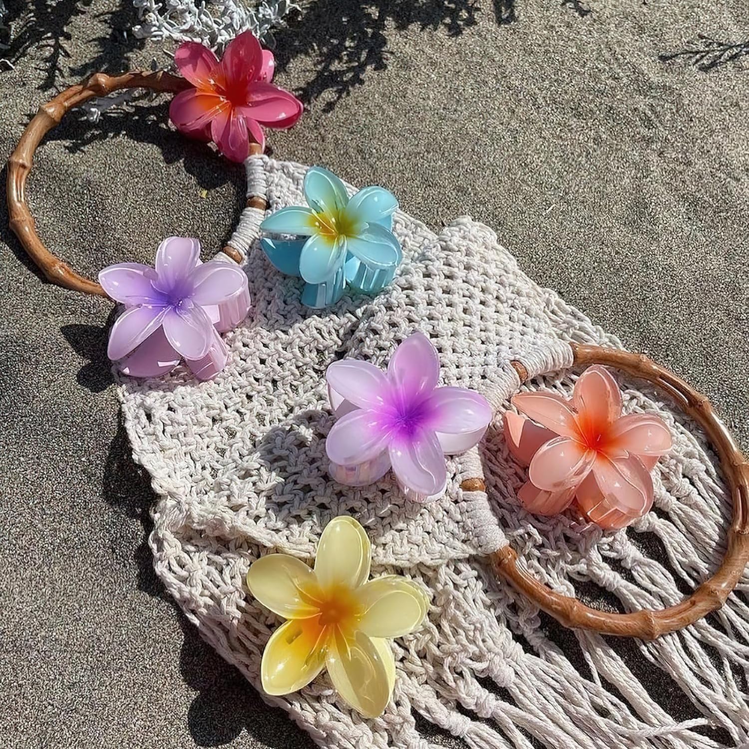 Pinces à cheveux - Lot de 6 - fleurs hawaïennes, pour cheveux épais, accessoires pour femmes et adolescentes