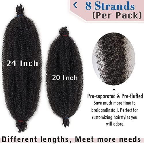 Xtrend - cheveux afro torsadés - 50,8 cm - 8 paquets synthétiques, 1B#