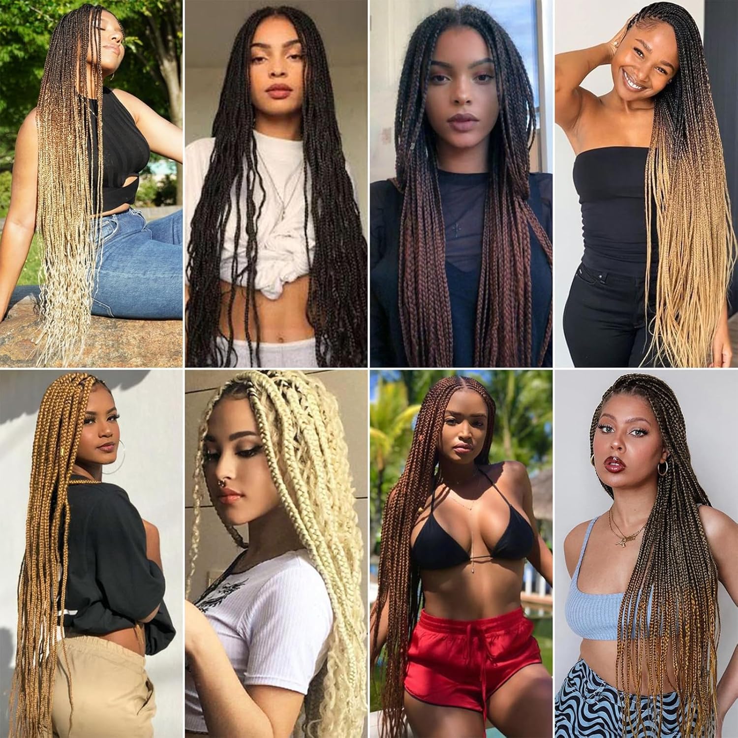 Extensions de cheveux synthétiques - blond ombré 76 cm - pré-étirés à tresser - T1B/27/613#