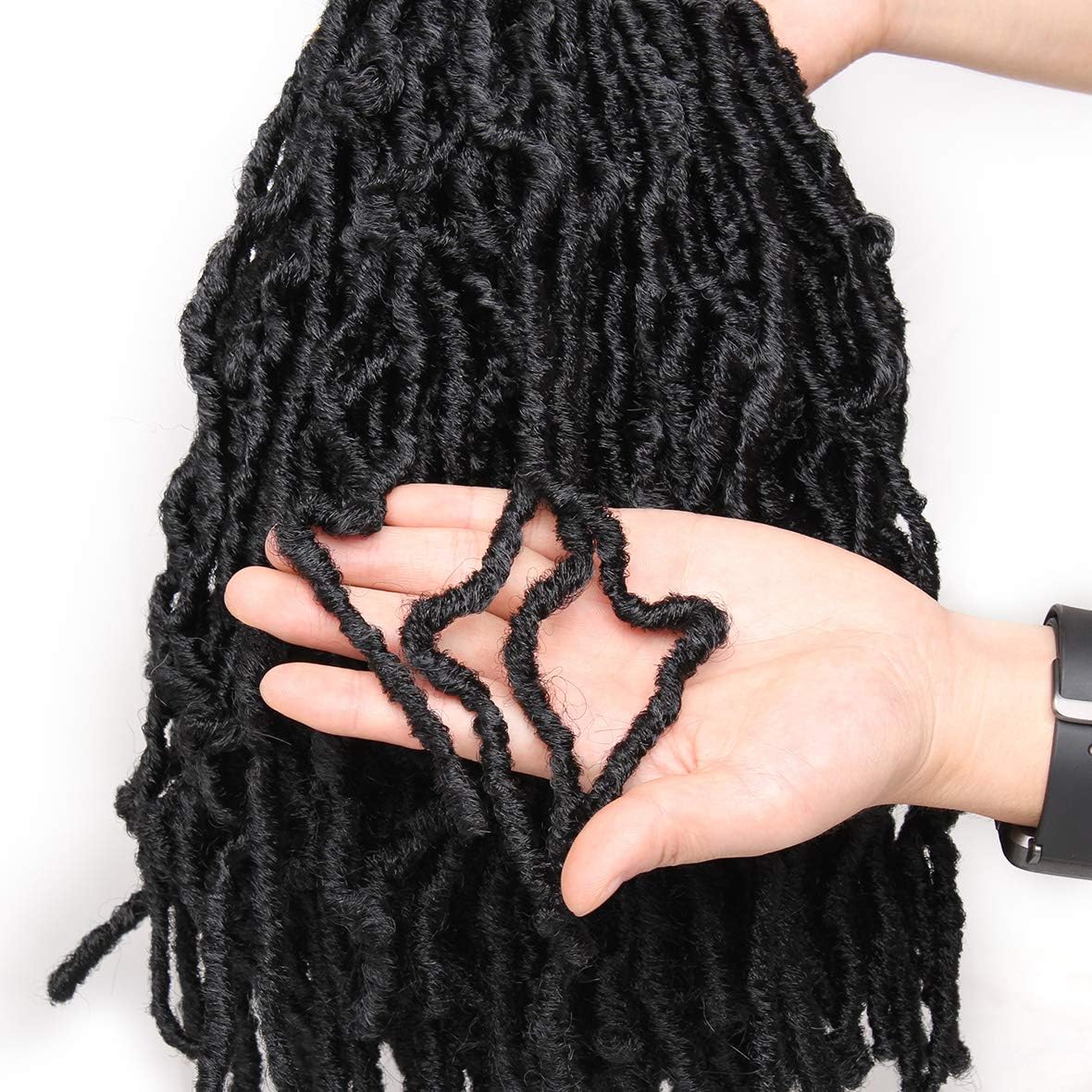 Xtrend - Faux Locs Goddess - 12 pouces - 6 packs, pré-bouclés, synthétiques, 1B#