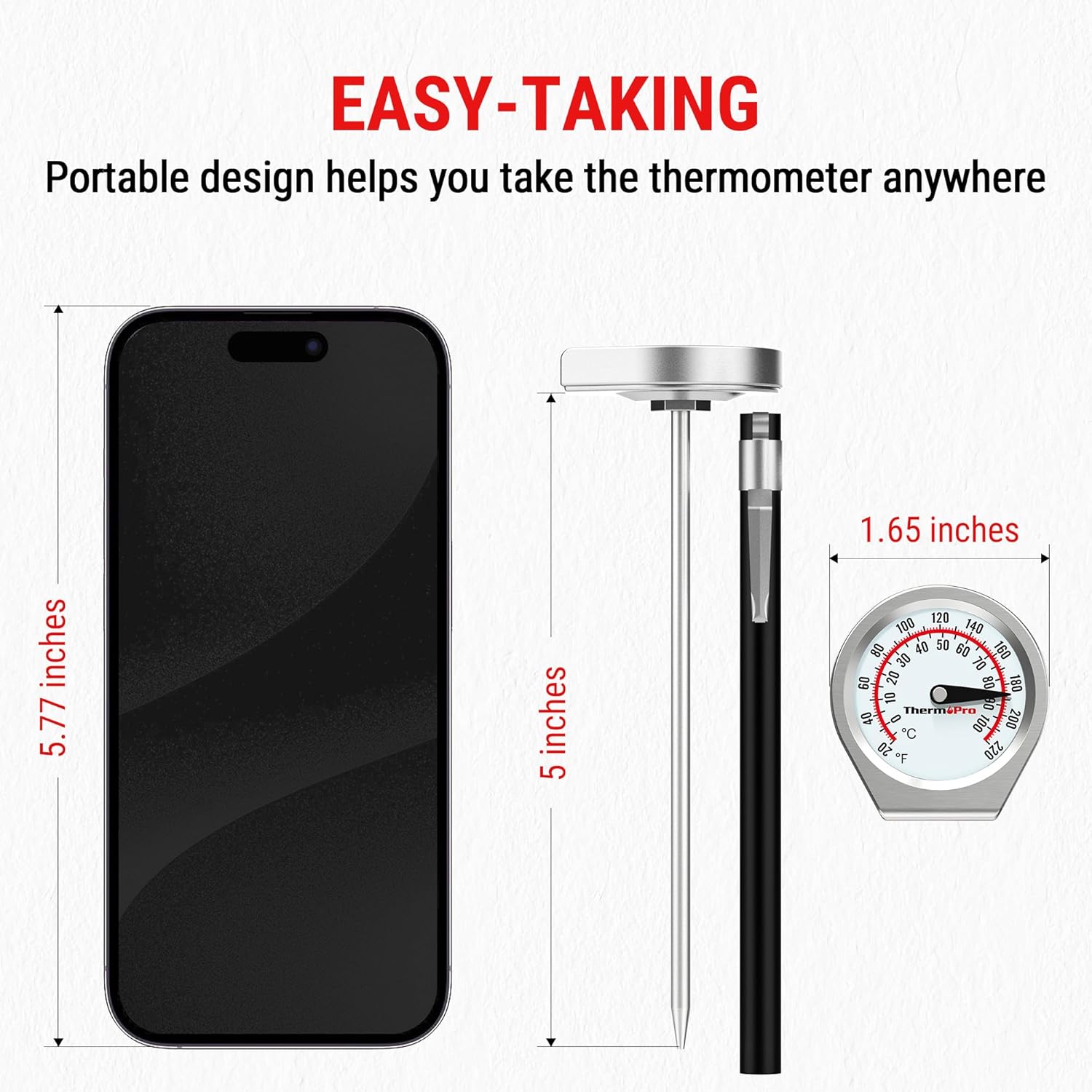 ThermoPro - thermomètre à viande inox - analogique - précision cuisson APT418