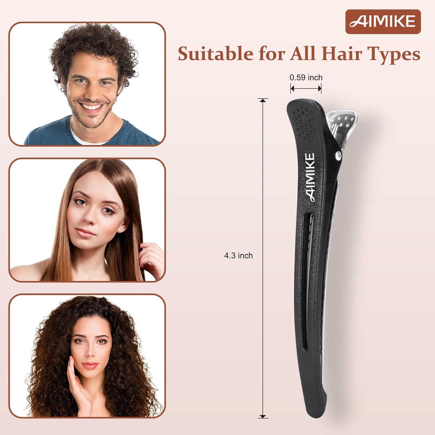 AIMIKE - Pinces à cheveux pro silicone, antidérapantes, lot de 6