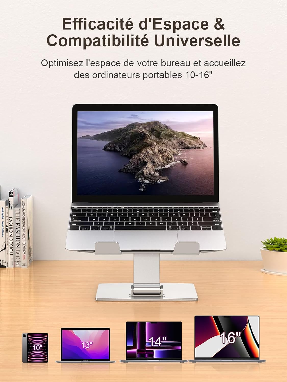 Support ordinateur portable - aluminium réglable - 10-16