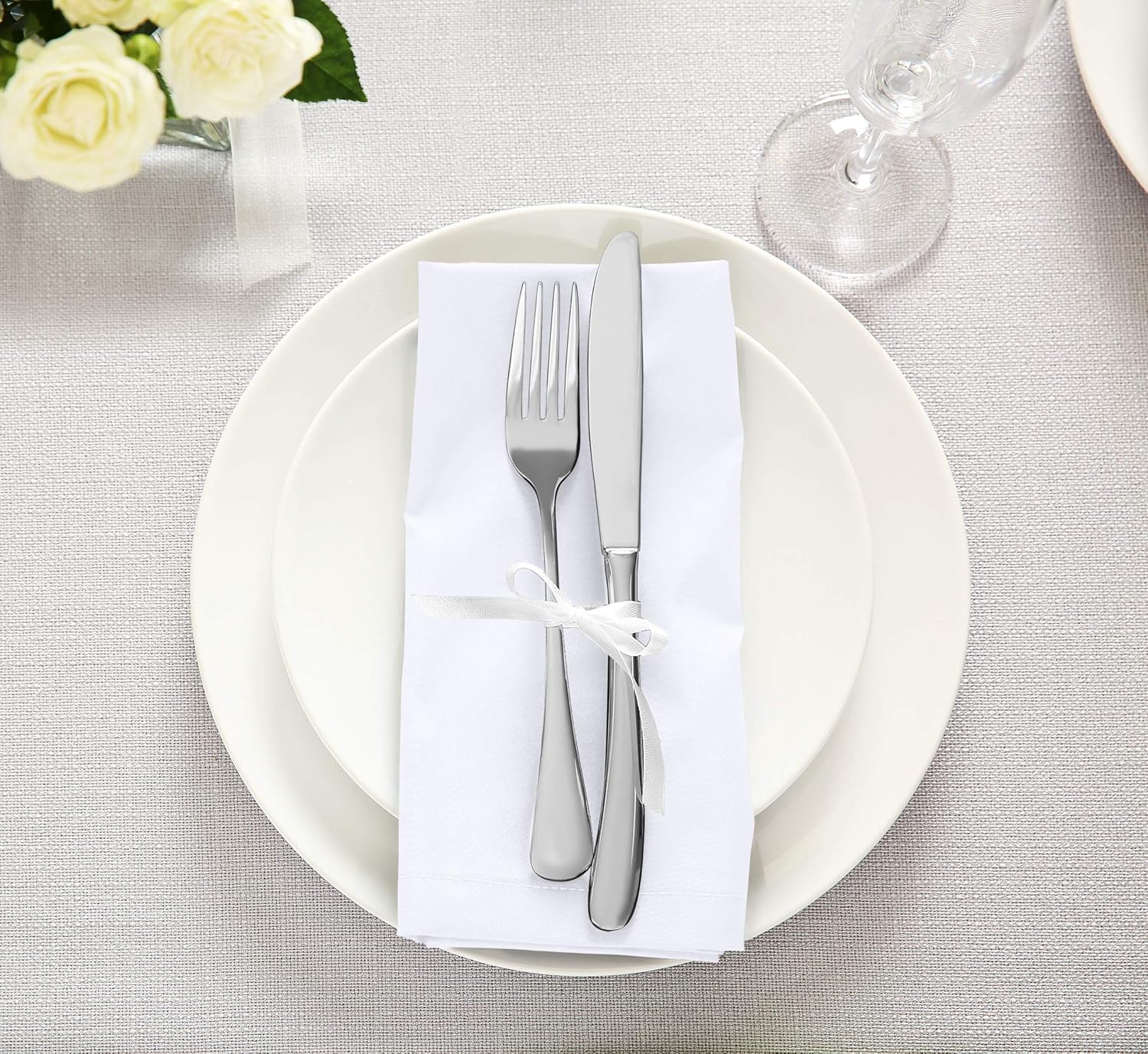 Utopia Kitchen - serviettes de table - 50x50 cm - coton mélangé, lavables, lot de 12
