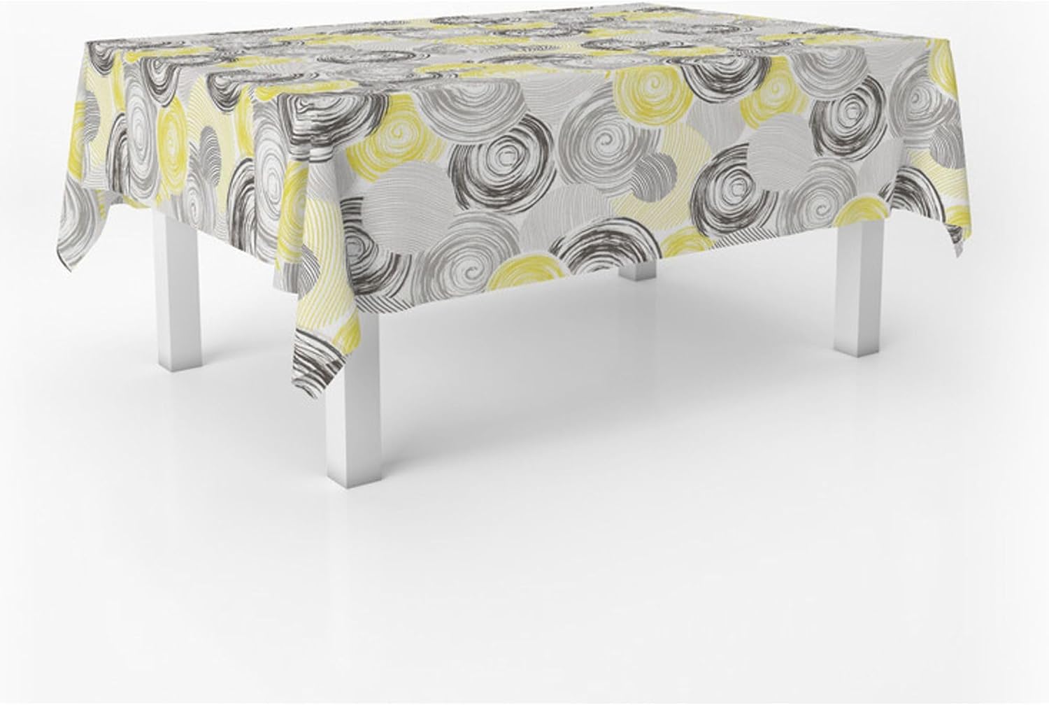 Nappe en toile cirée - Rectangle 300x140 cm, anti-taches, imperméable, style Circle Jaune