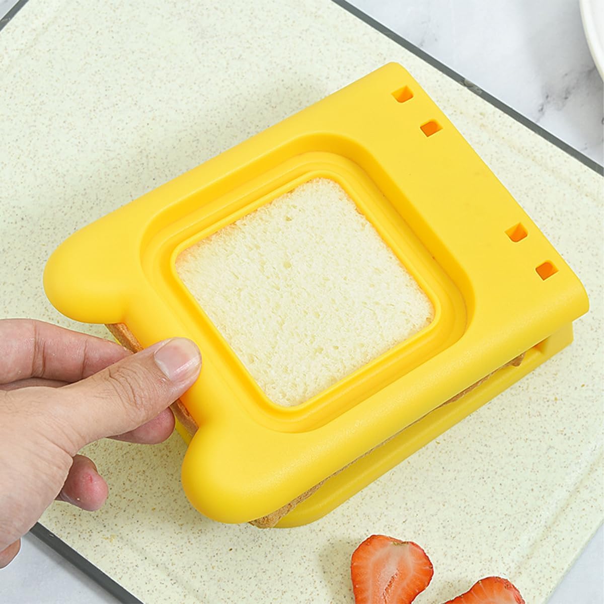 Coupe-sandwich en acier inoxydable - carré DIY - jaune - coupe pain et scellant toast, machine pratique
