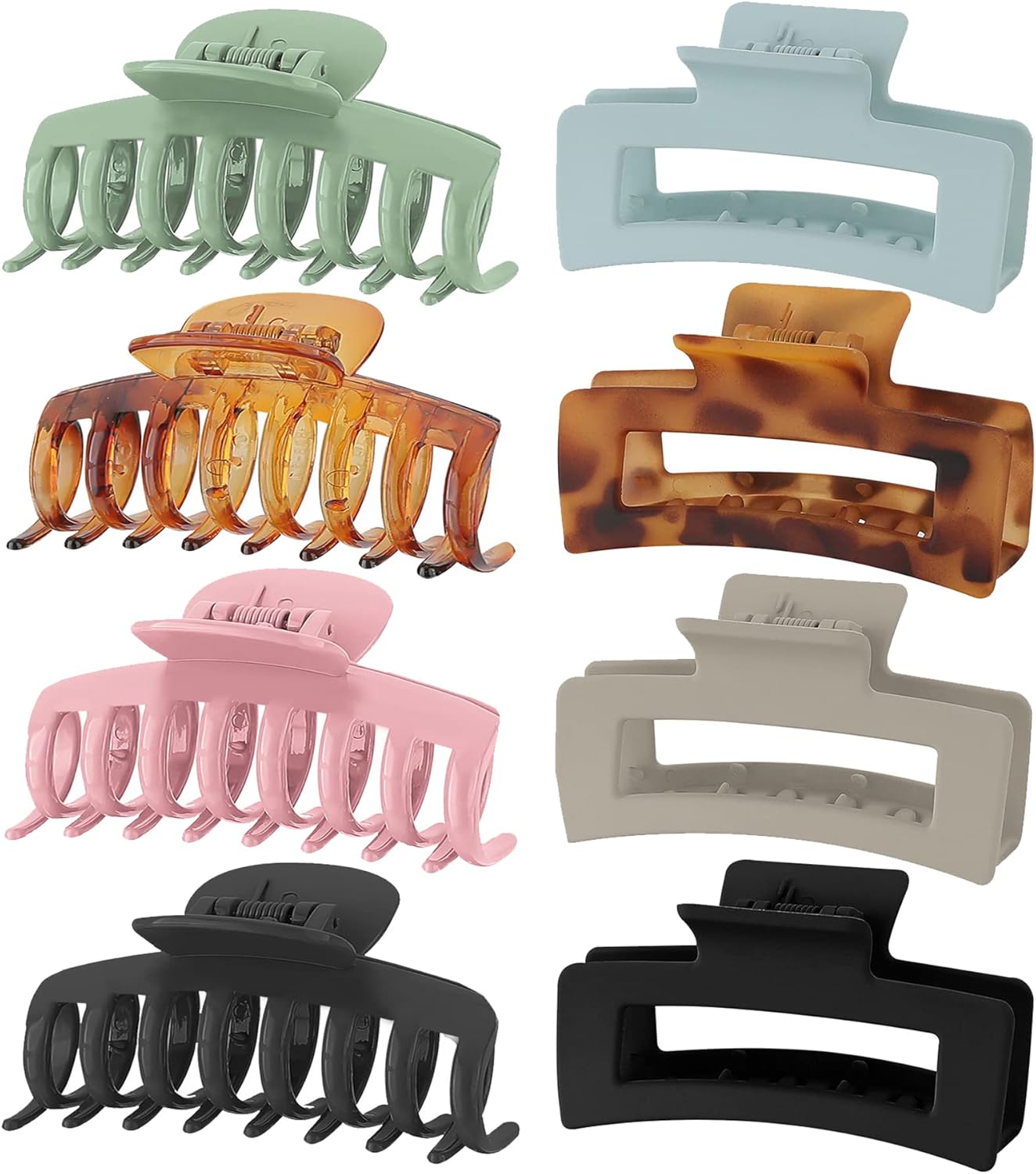 Lolalet - pince à cheveux double dents 8cm - lot 8 colorées, épais/fins