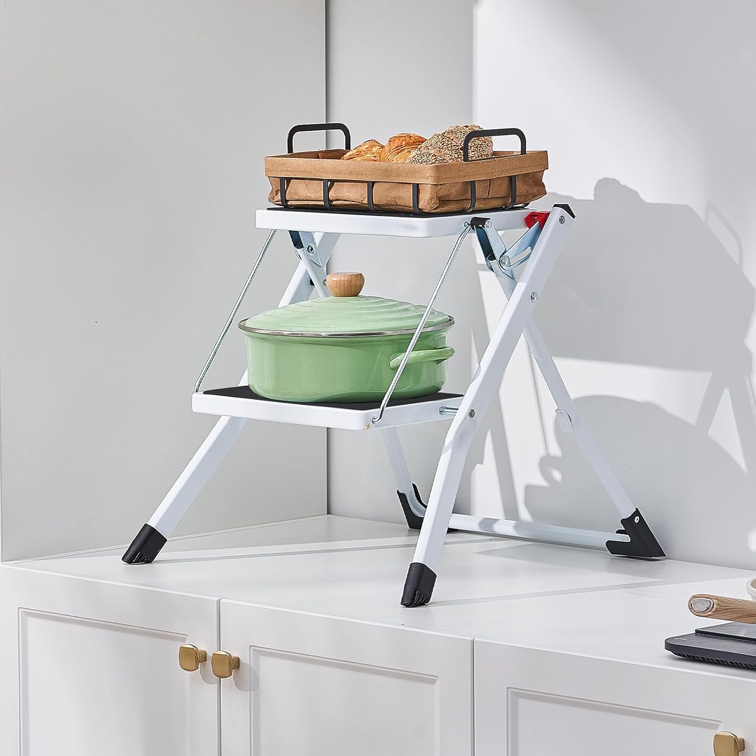 VEVOR - escabeau 2 marches - acier, 150kg - surface antidérapante, pliable