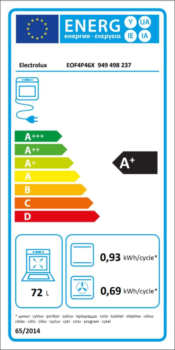 Electrolux - Four Série EOF - 72L, pyrolyse, classe A+ - EOF4P46X