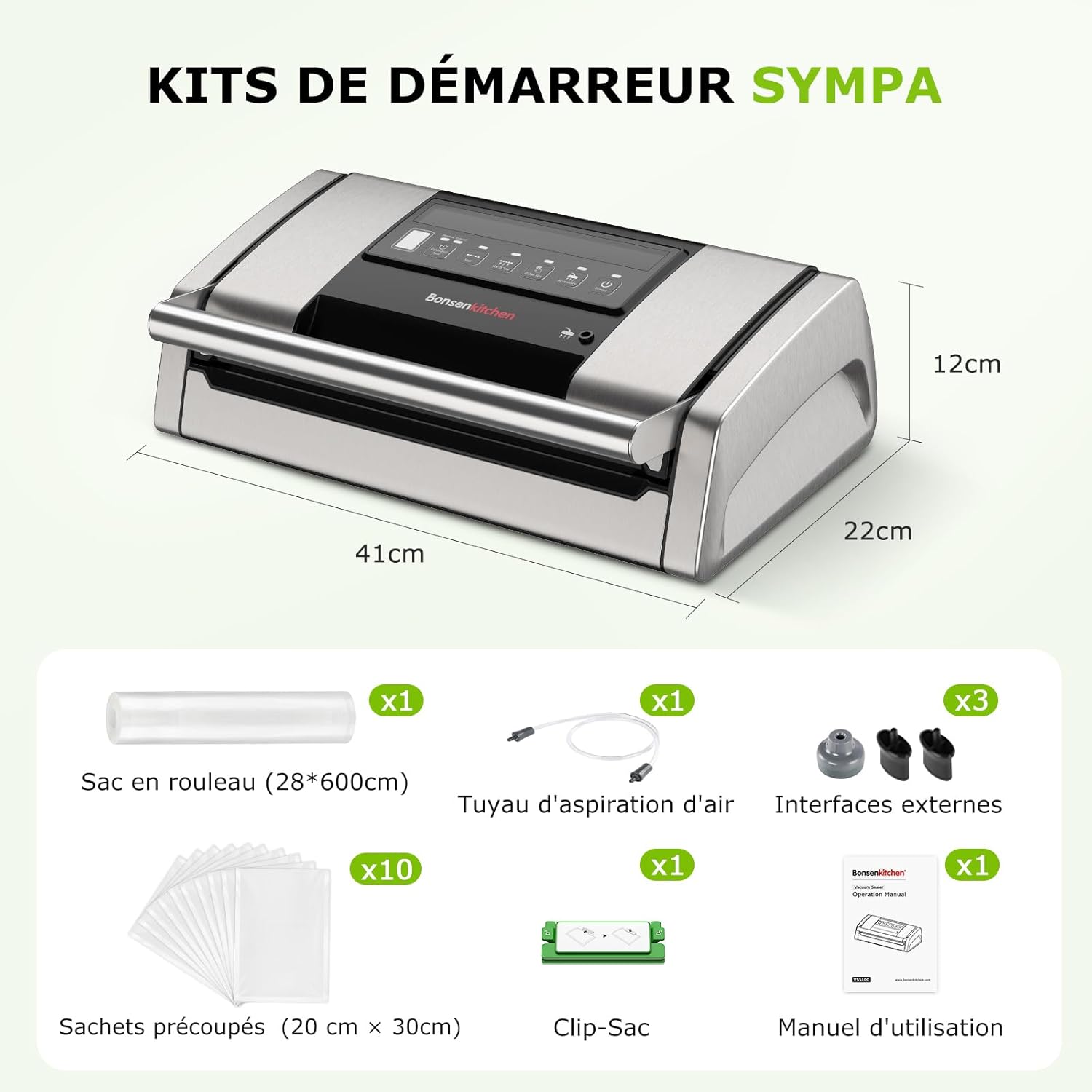 Bonsenkitchen - VS5100 - soude-sac 15L/min, coupe-sac, clip intégré