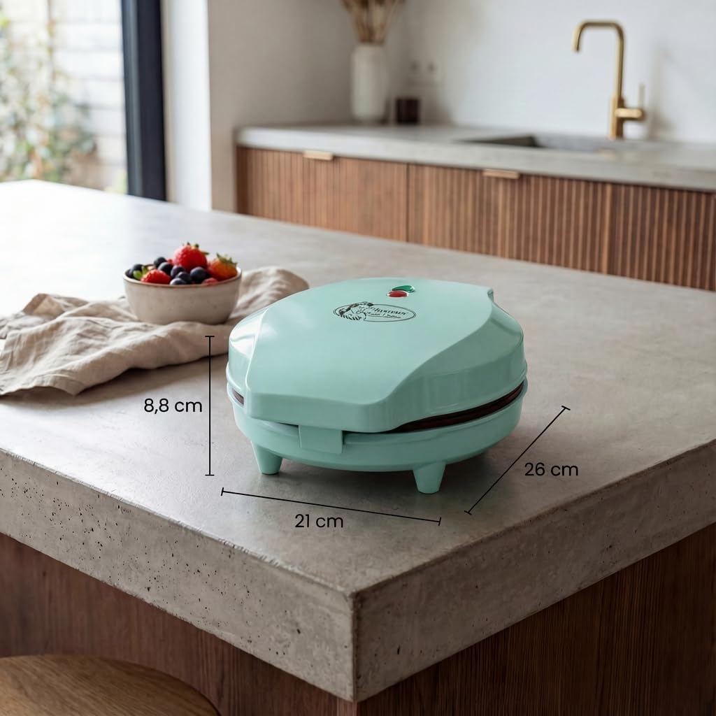 Bestron - gaufrier rétro, cœur, 700W, antiadhésif, menthe, verts