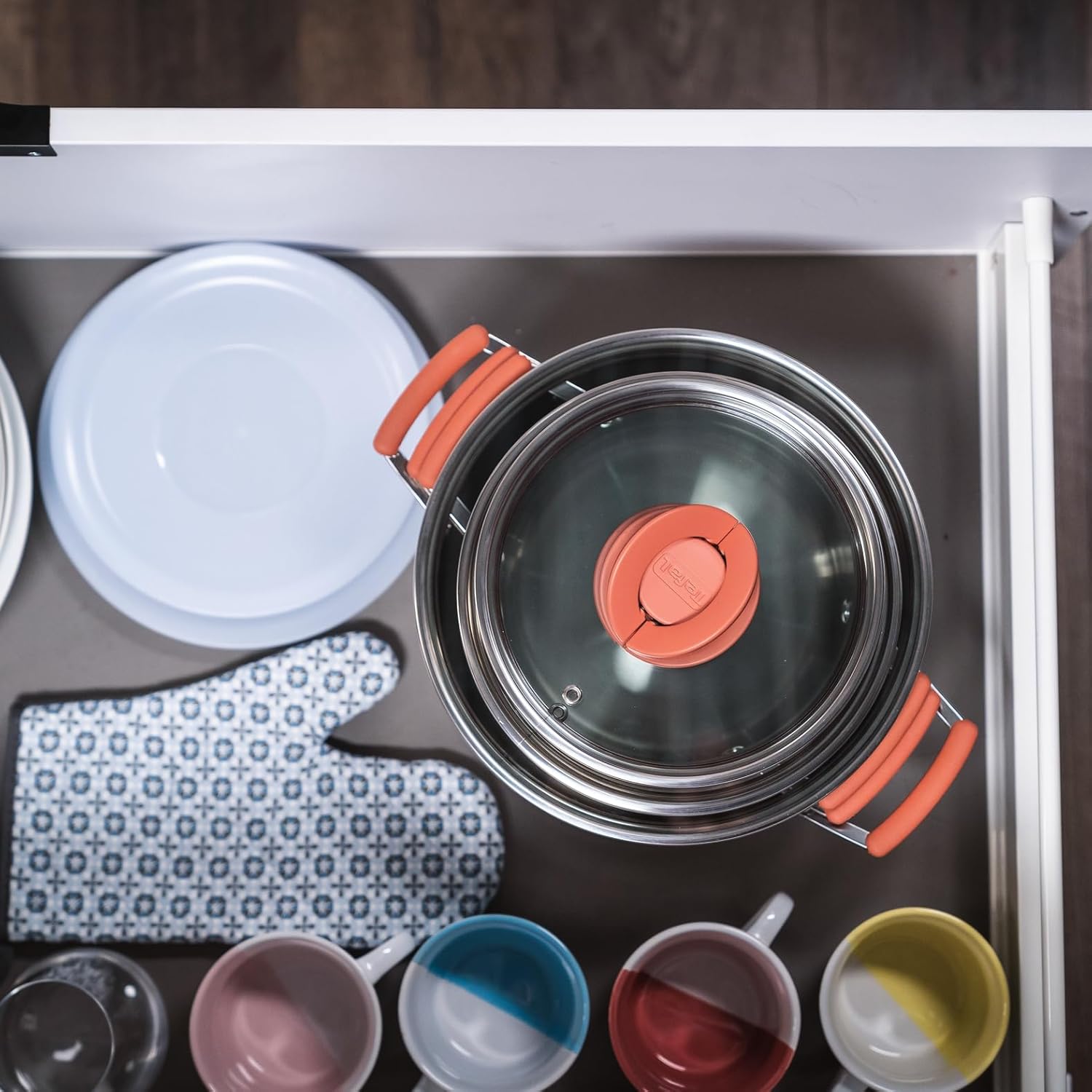 Tefal - Opti'Space batterie cuisine 13 pièces inox, induction, garantie 10 ans, G721SD74