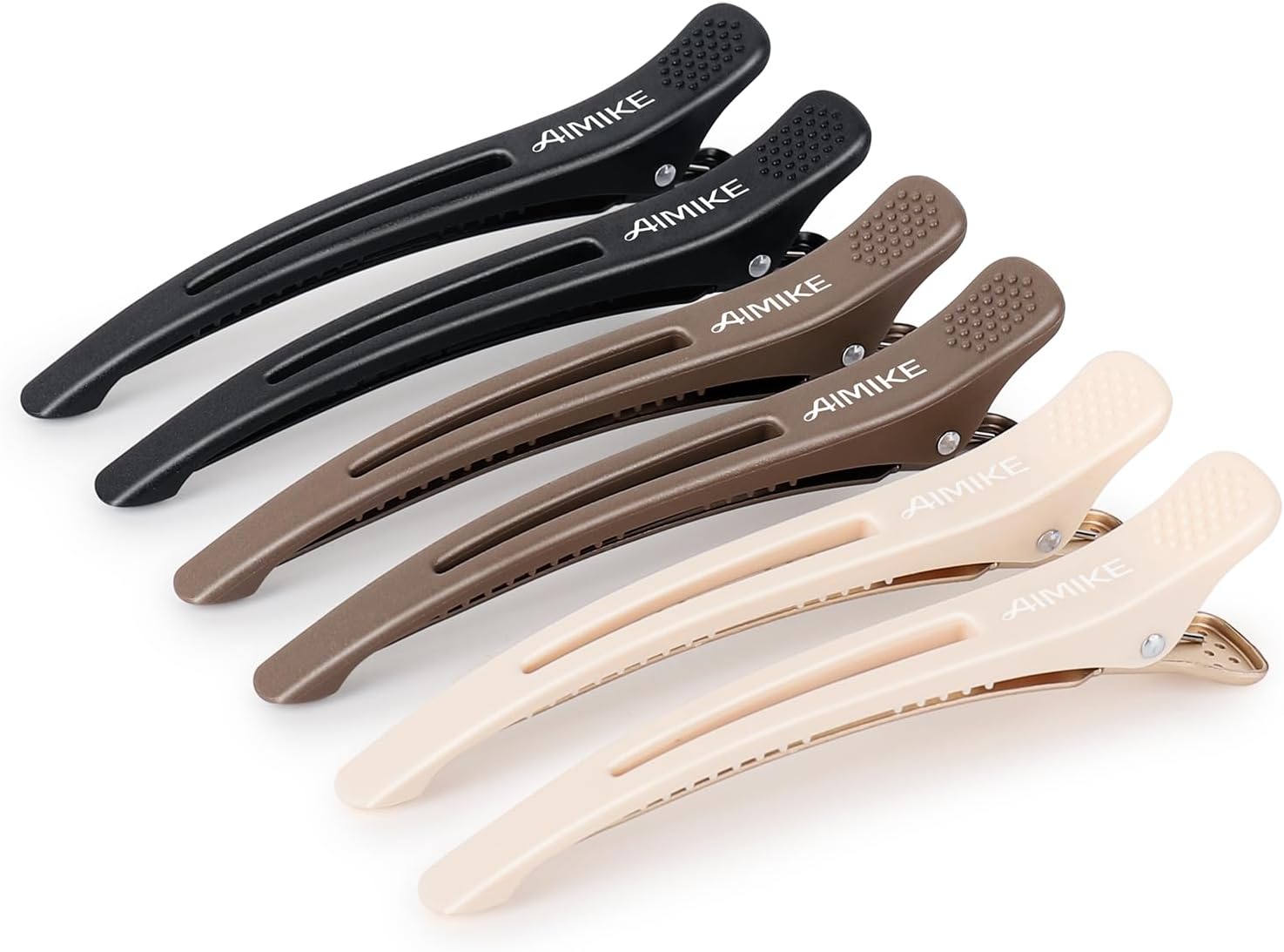 AIMIKE - pinces à cheveux pro, lot de 6, antidérapantes, ton terreux