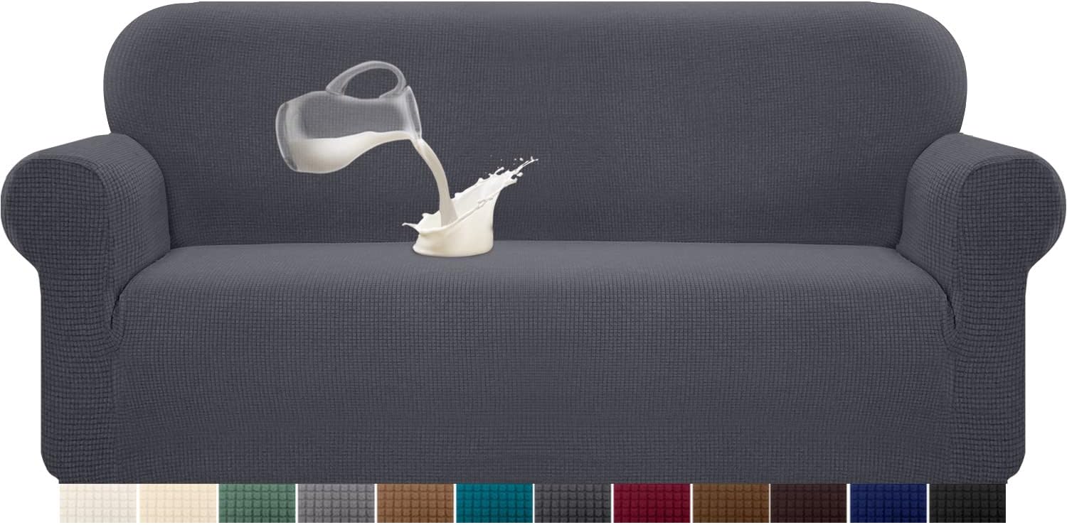 Granbest - housse de canapé stretch imperméable - 3 places - jacquard, mousse antidérapante, gris