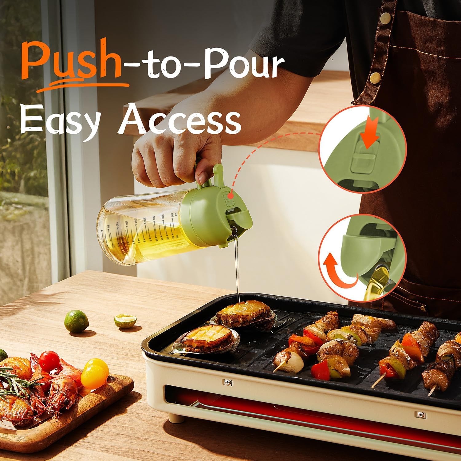 TrendPlain - Huile cuisine spray 470ml - 2-en-1, air fryer, vert