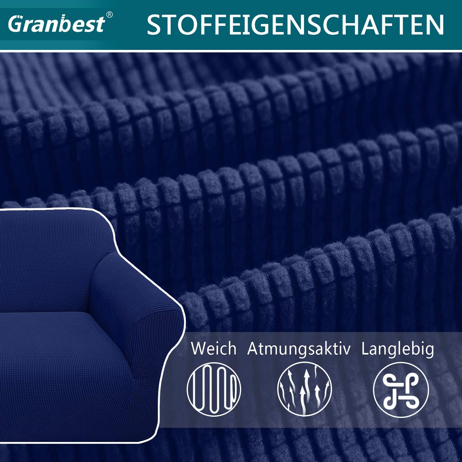 Granbest - housse canapé jacquard extensible - salon - protection animaux