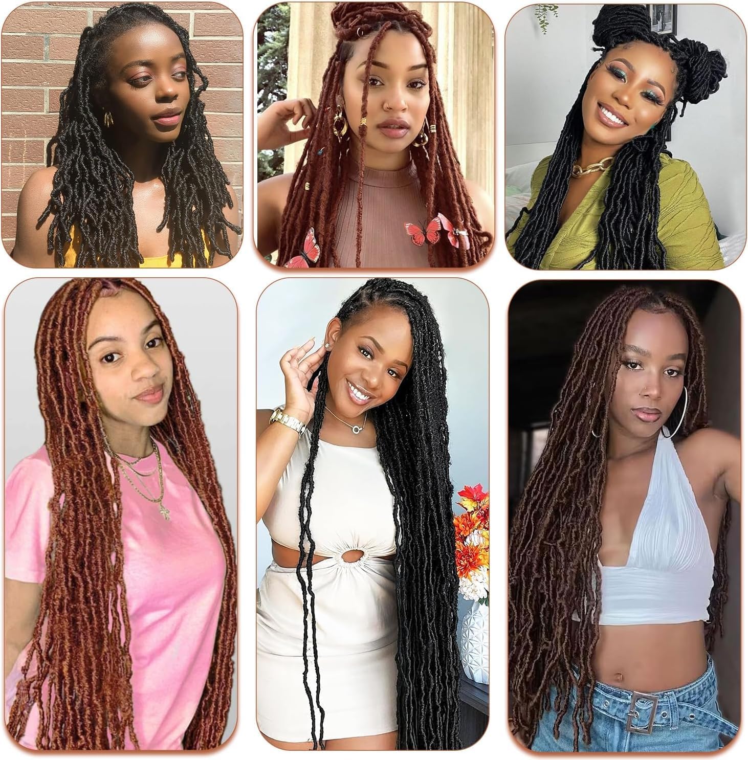 Faux Locks - crochet braids, 60,9cm, mèches souples, lot de 8