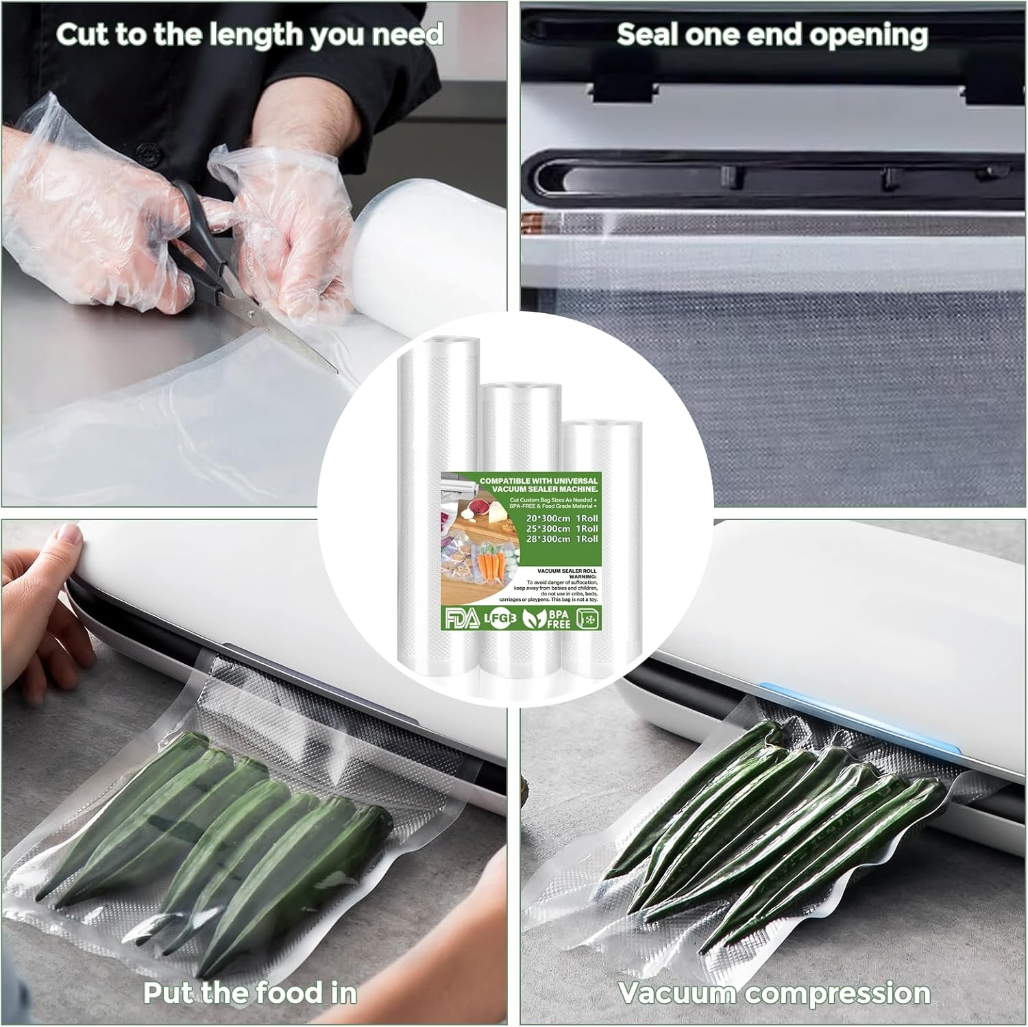 Sac Sous Vide Alimentaire - Sacs gaufrés 28x40cm, 100 pièces, sans BPA