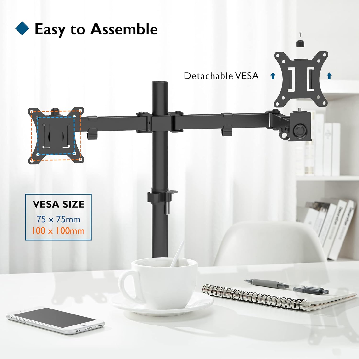 BONTEC - Support double écran 13-32'' pivotant réglable, 10kg/bras