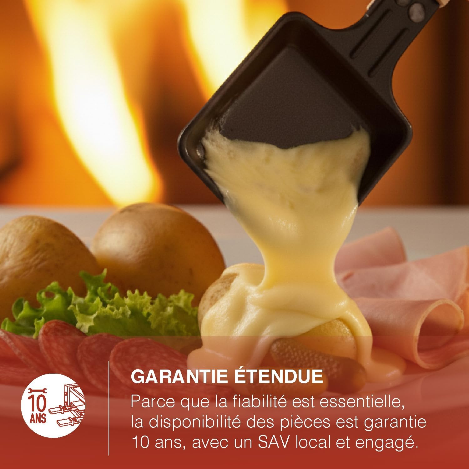 H.Koenig - WOD362 - appareil raclette 8 pers, pierre granit, pivotant