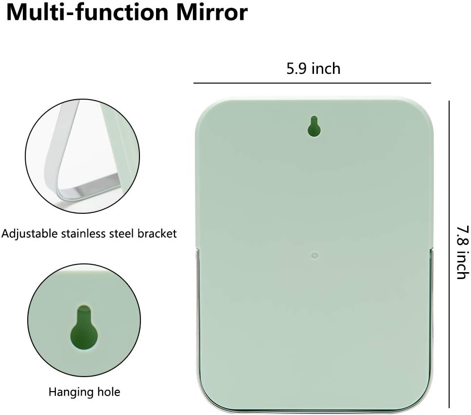 YEAKE - miroir de maquillage portable - 20,3 cm - pliable, support métal, réglable 90°