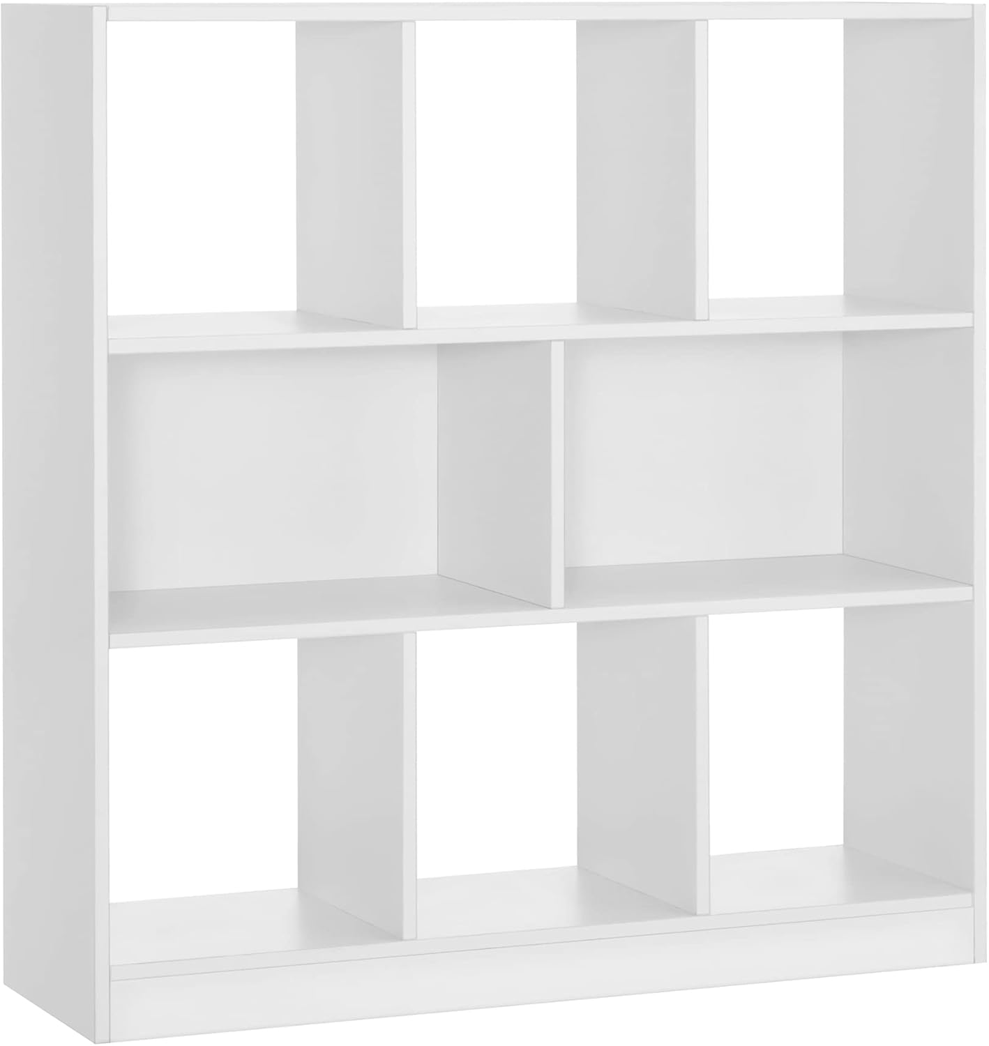 VASAGLE Bibliothèque, étagère, 8 Compartiments Ouverts, Horizontale, latérale ou Gauche, 30 x 97,5 x 100 cm, pour Salon, Bureau, Blanc LBC52WT