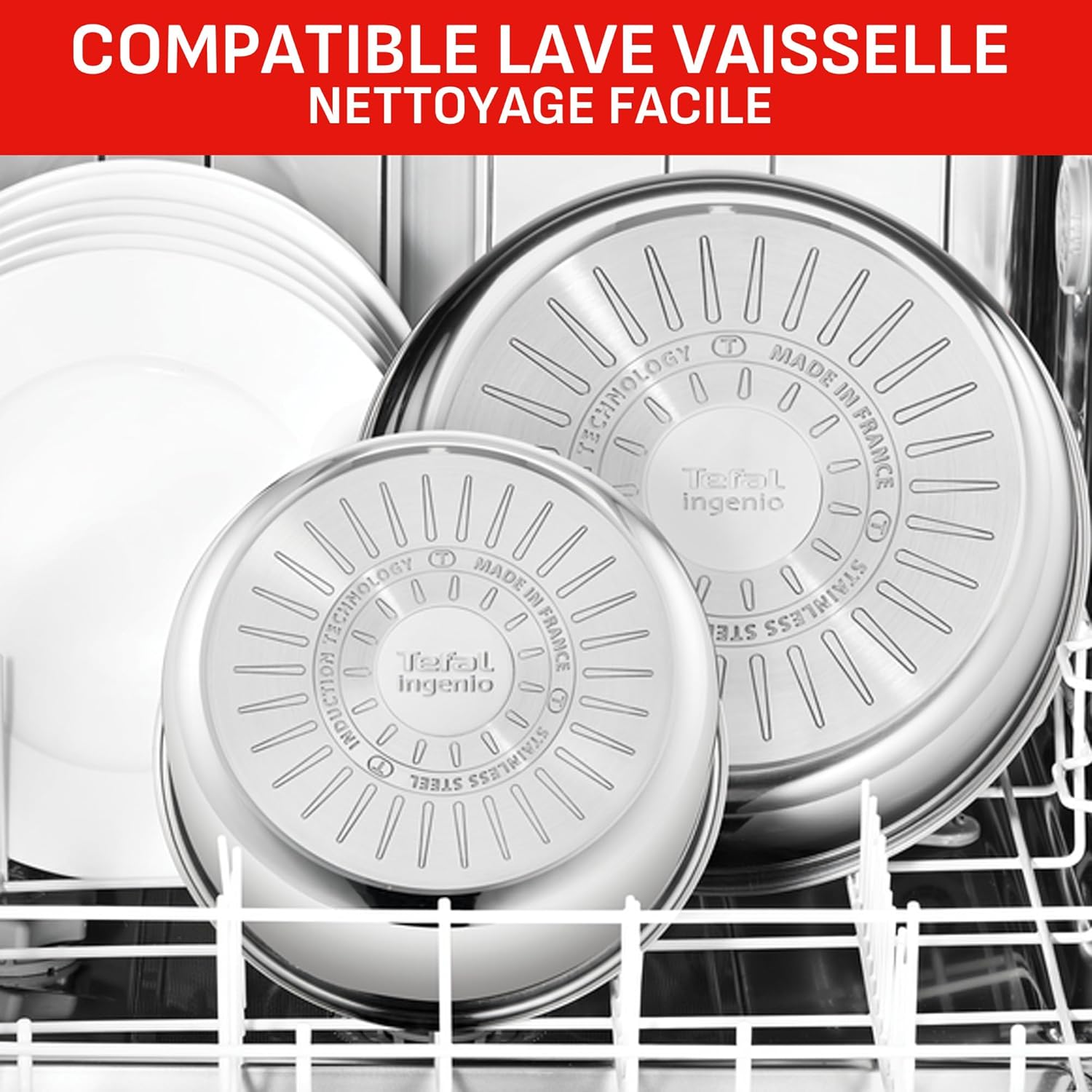 Tefal - Ingenio Preference On - 16/18/20 cm - inox induction poignée amovible, empilable L898S334