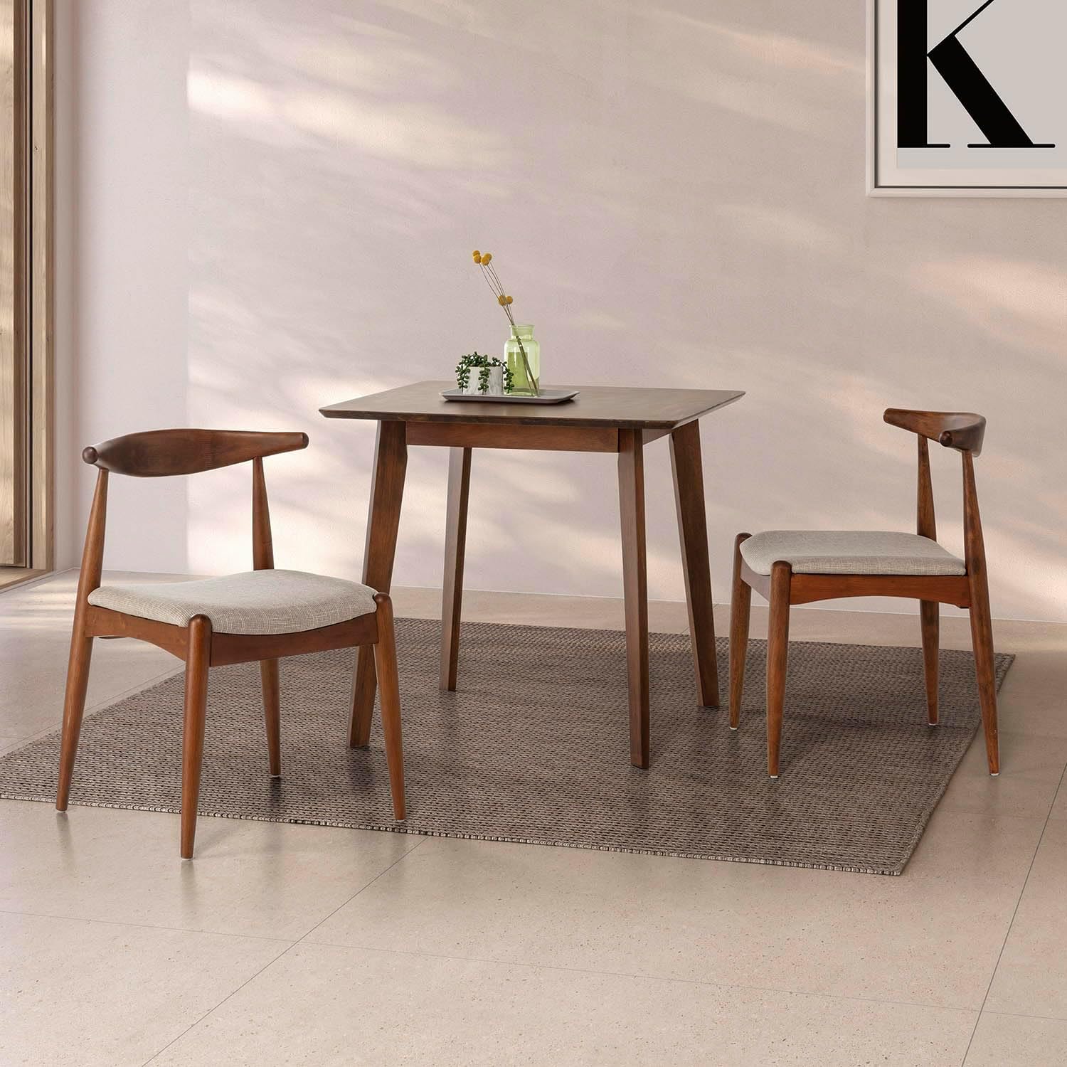 Venta-stock - Corzo - 52,5x50x74,5 cm - chaises noyer en bois massif