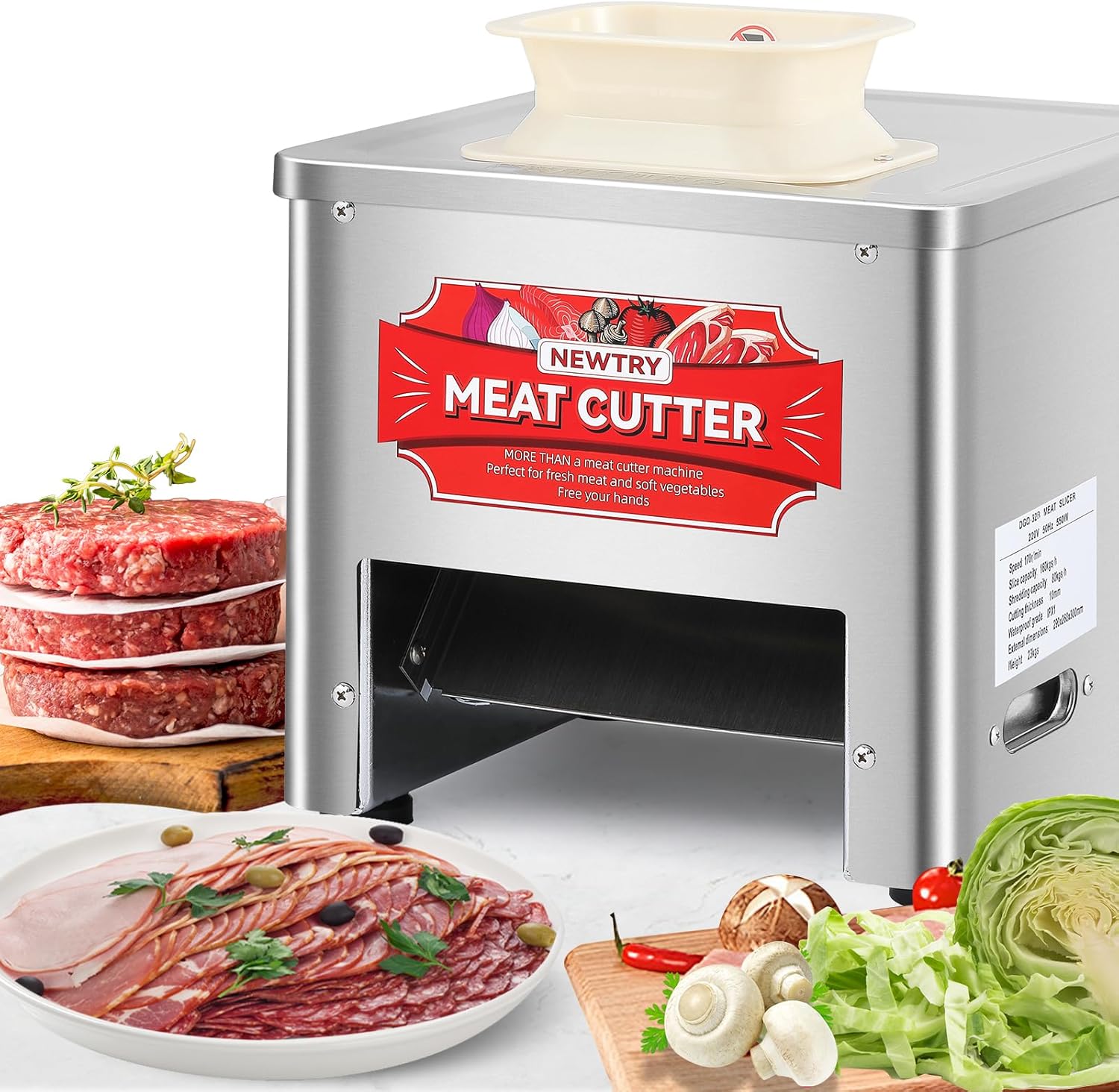 NEWTRY - trancheuse à viande 10 mm, 550W, 160 kg/h, restaurants