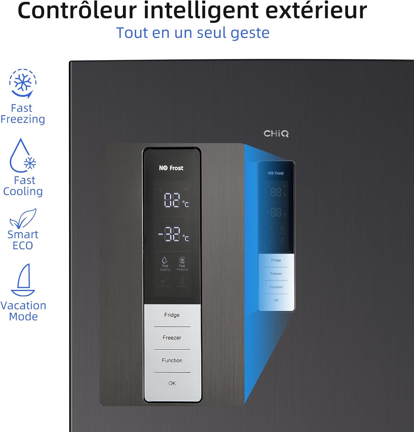 CHIQ -  356L, inox, no frost,
