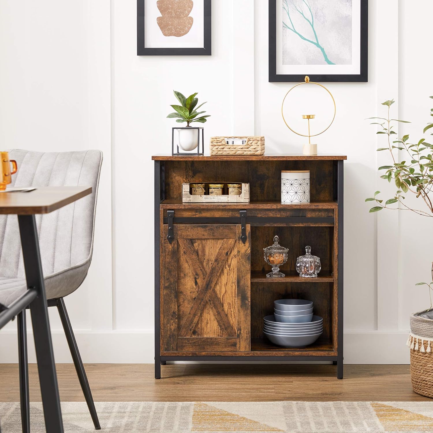 VASAGLE - meuble de rangement buffet, 30x70x80 cm, porte coulissante, LSC089B01V1