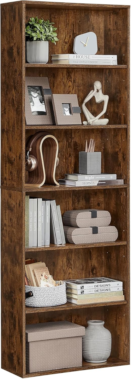 VASAGLE - bibliothèque rangement 6 niveaux - 24x60x178.5 cm - marron rustique LBC169K01