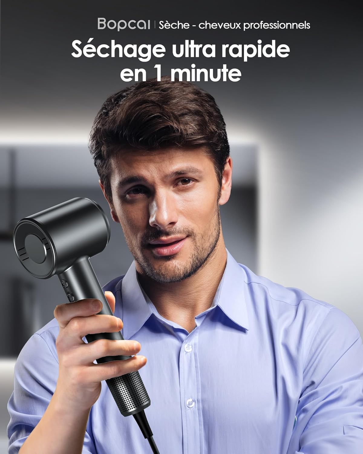 Bopcal - Sèche-cheveux pro 160000rpm, ionique, diffuseur, 500M ions